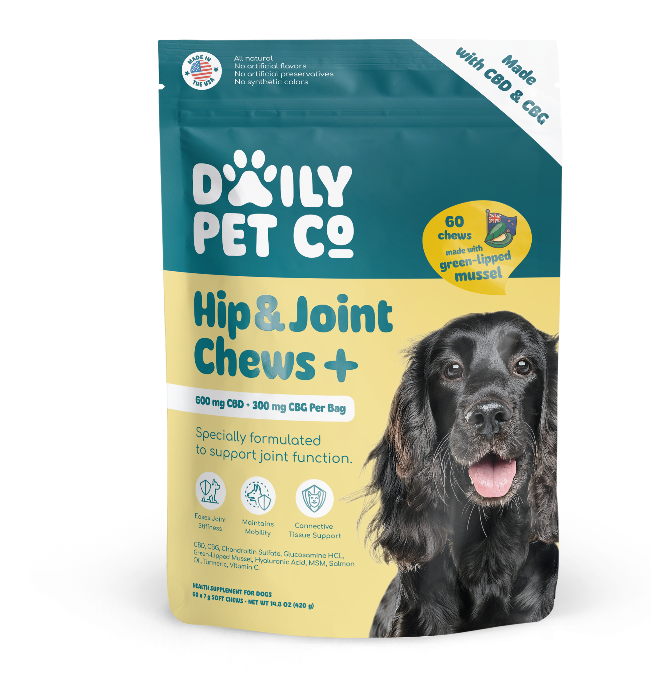 Hip & Joint Soft Chews+ for Dogs - 600mg CBD : 300mg CBG