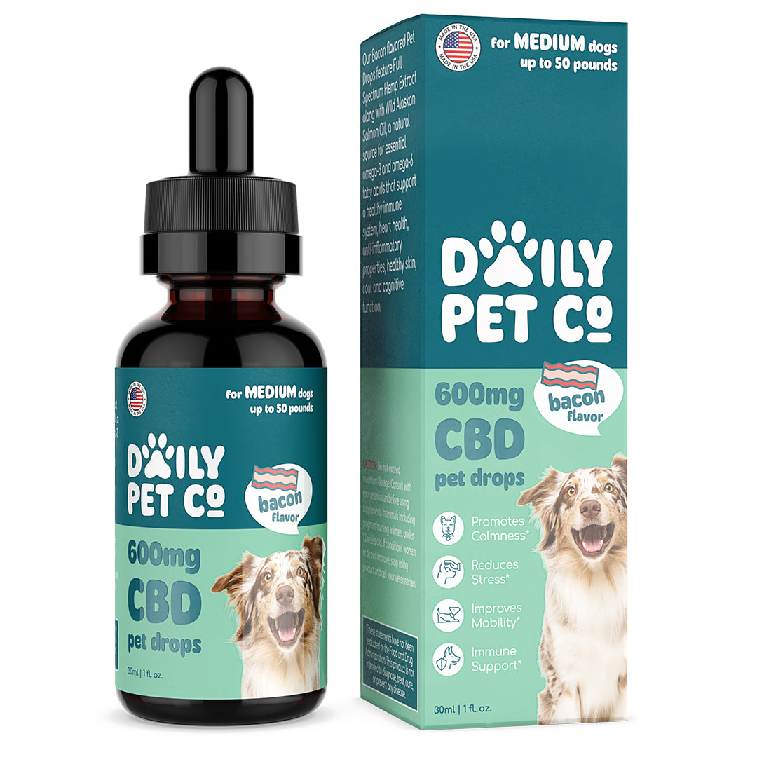 CBD Pet Drops for Dogs Bacon Flavored Daily Pet Co