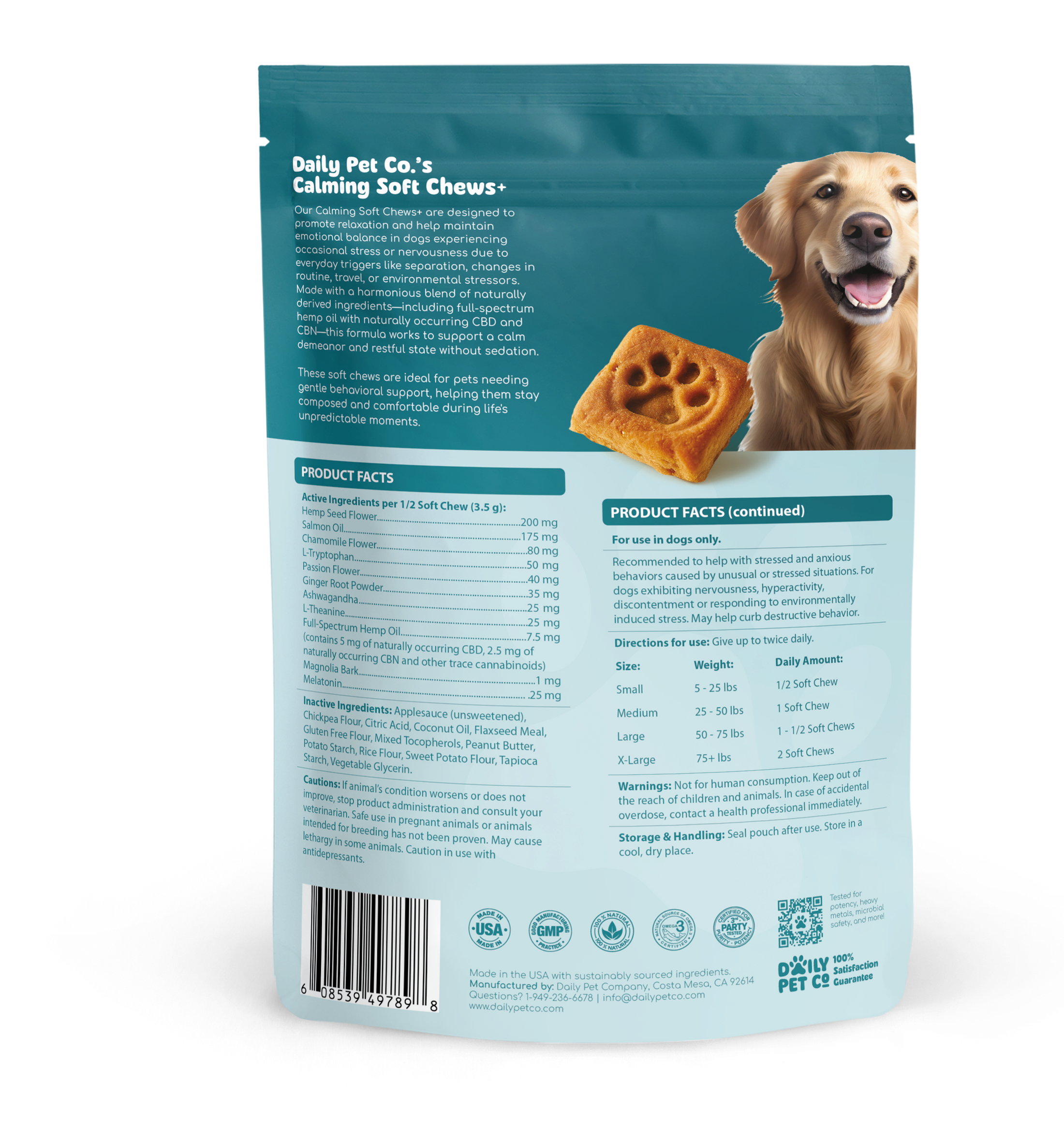Calming Soft Chews+ for Dogs - 600mg CBD : 300mg CBN