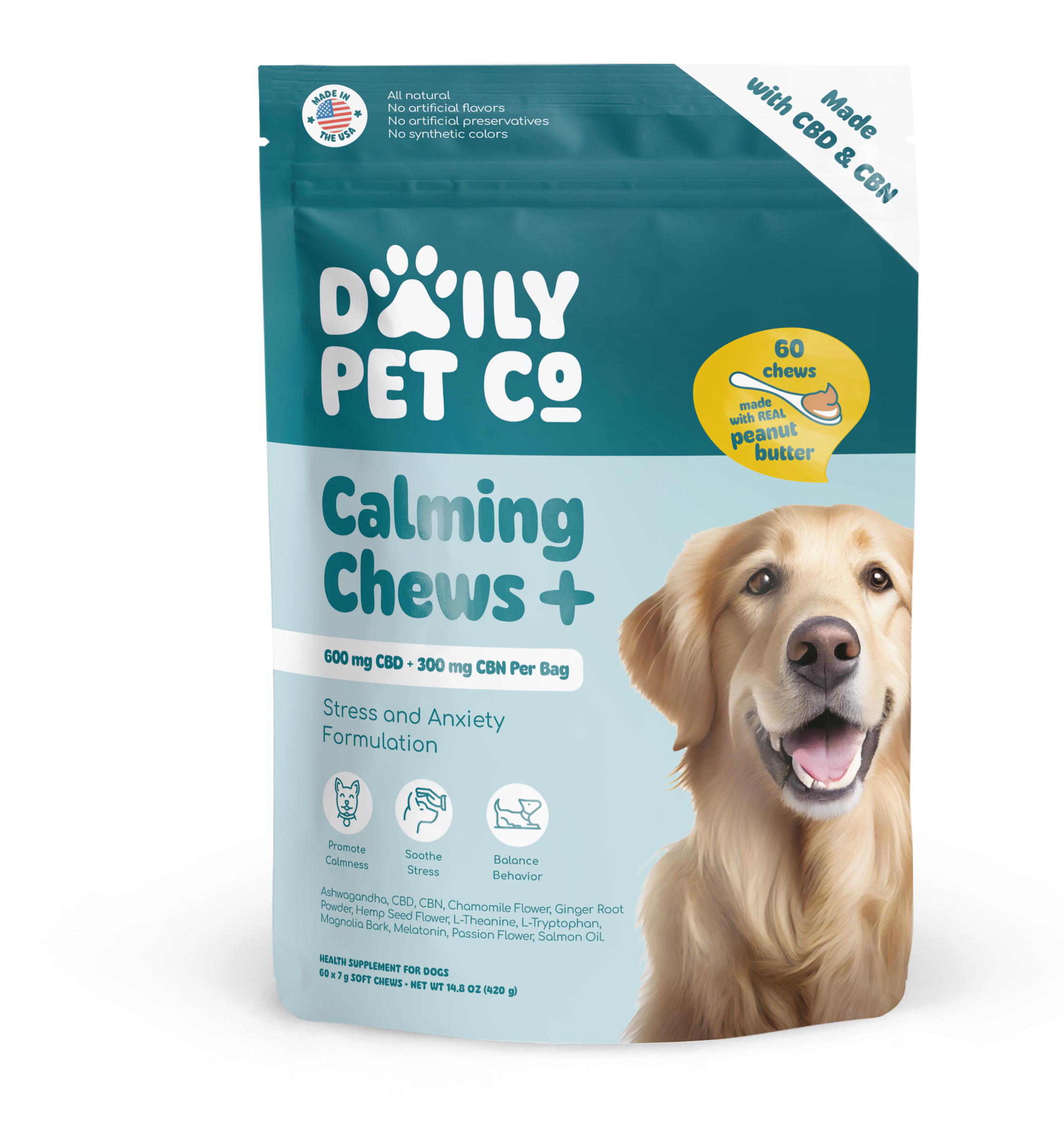 Calming Soft Chews+ for Dogs 600mg CBD 300mg CBN – Daily Pet