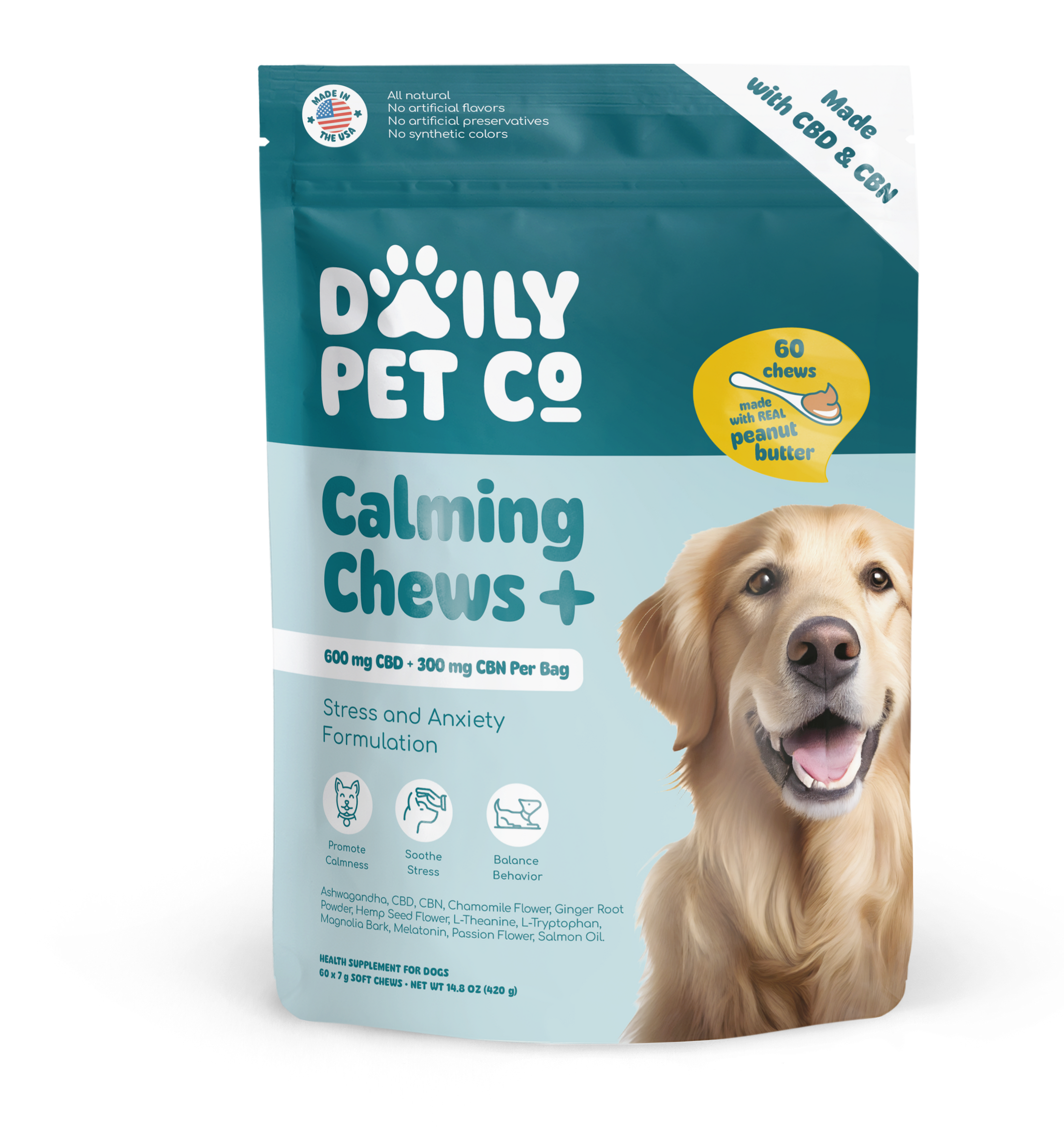 Calming Soft Chews+ for Dogs - 600mg CBD : 300mg CBN