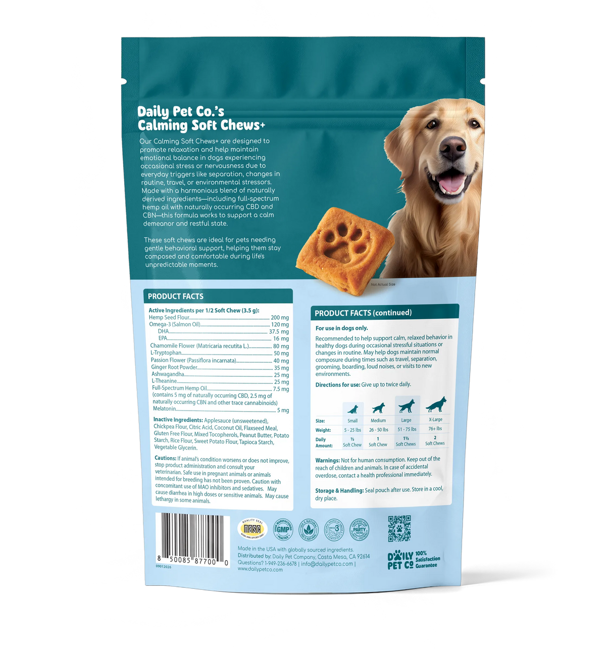 Calming Soft Chews+ for Dogs - 600mg CBD : 300mg CBN
