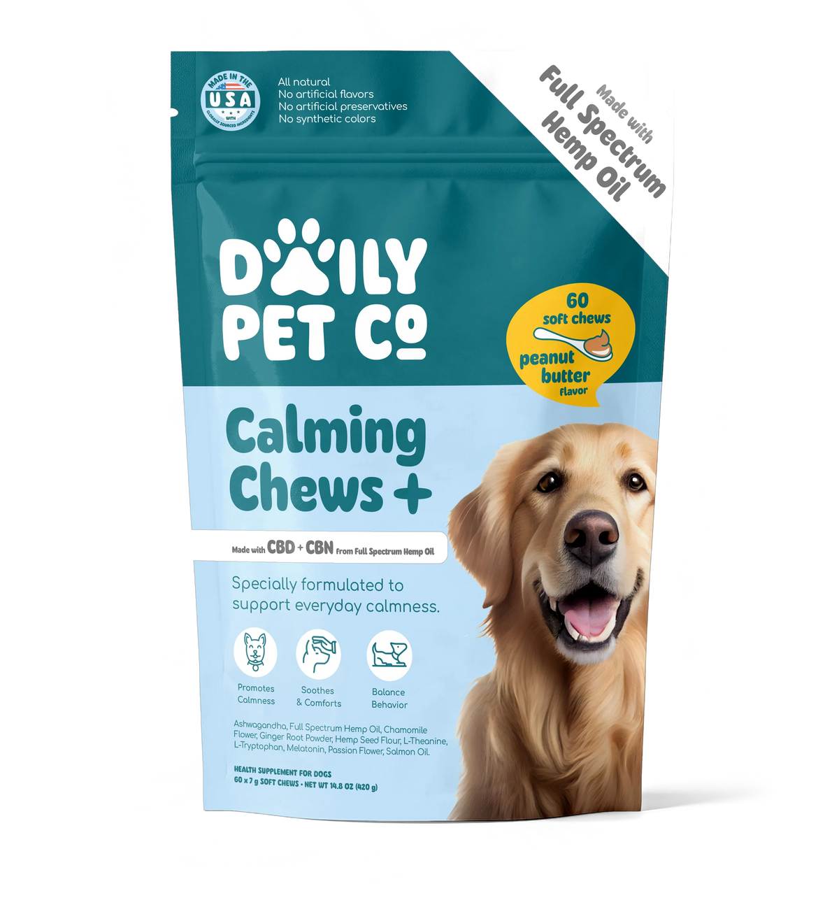 Calming Soft Chews+ for Dogs - 600mg CBD : 300mg CBN