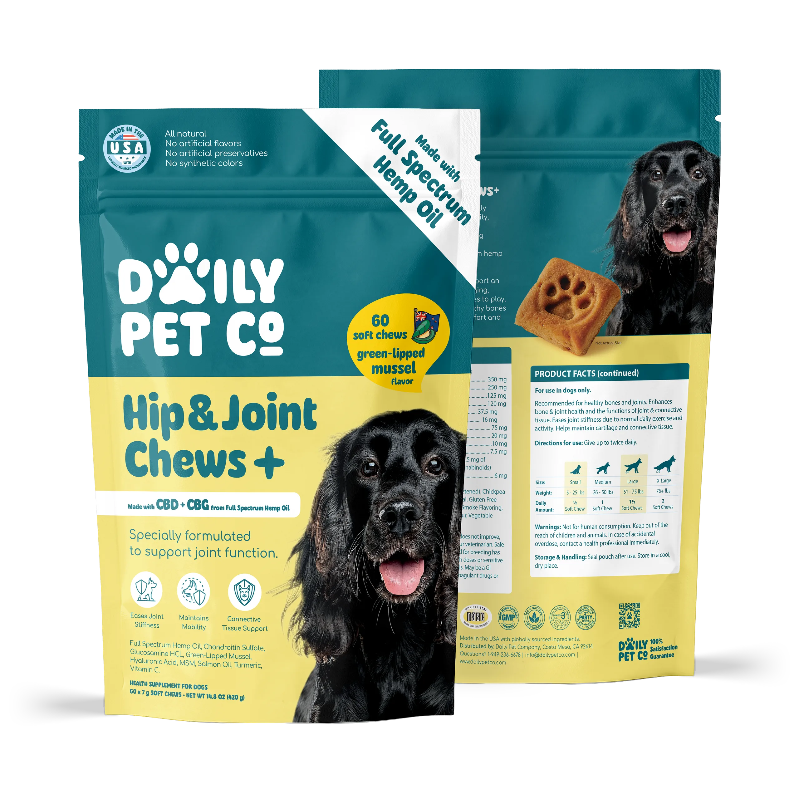 Hip & Joint Soft Chews+ for Dogs - 600mg CBD : 300mg CBG