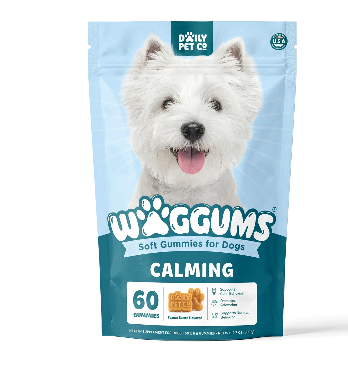 Waggums Calming Soft Gummies for Dogs, pouch front