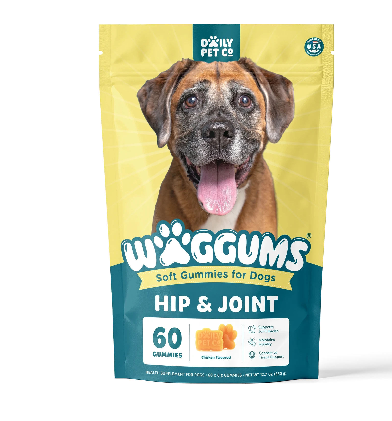Waggums Hip & Joint Soft Gummies for Dogs, pouch front