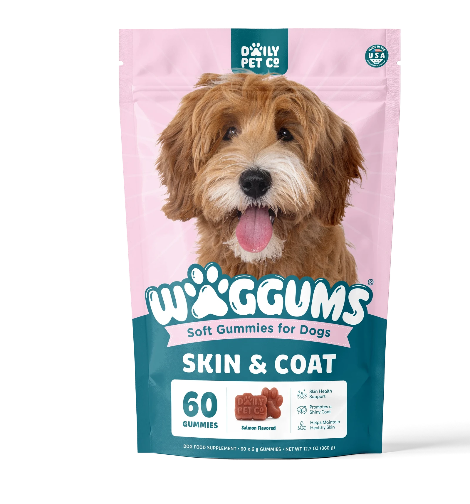 Waggums Skin & Coat Soft Gummies for Dogs, pouch front