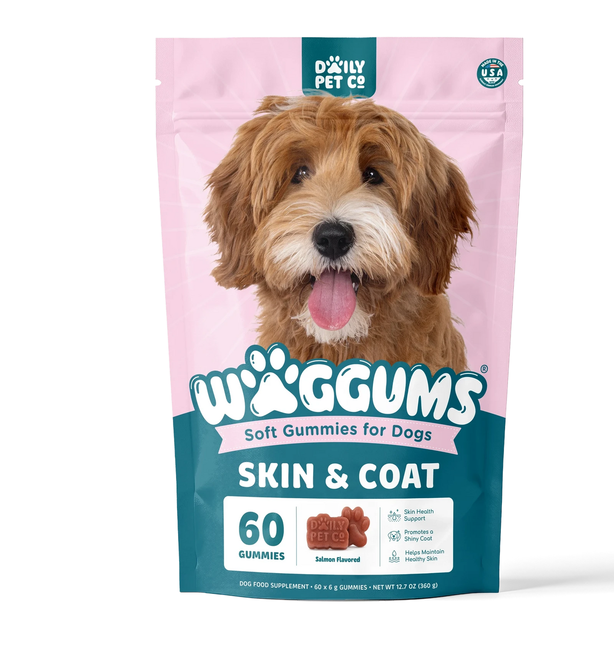 Waggums Skin & Coat Soft Gummies for Dogs, pouch front