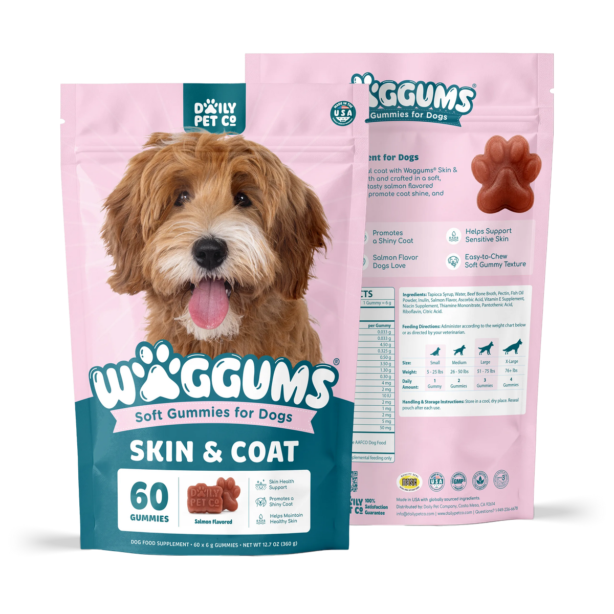 Waggums Skin & Coat Soft Gummies for Dogs
